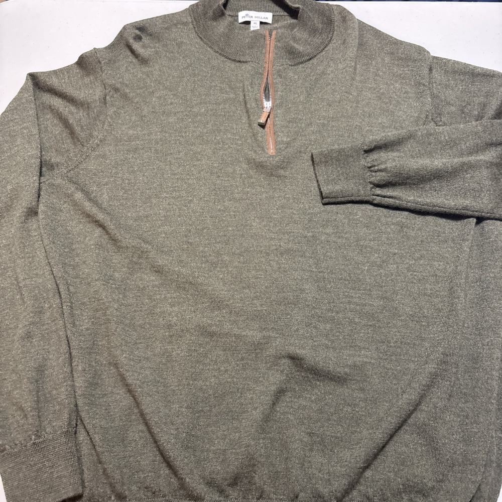Peter Millar Autumn Crest Merino Wool Blend Soft Suede Trim Quarter-Zip XL
